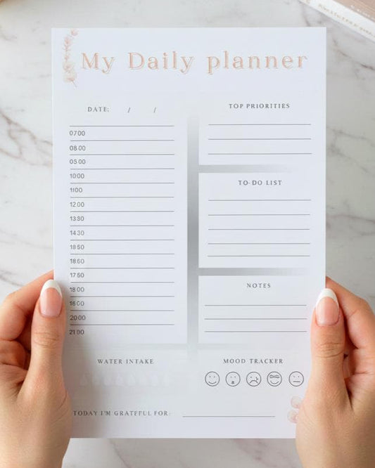 Daily Planner Printable WHITE | Aesthetic Clean Girl To-Do List | Minimalist Day Schedule | Productivity Template | US Letter A4