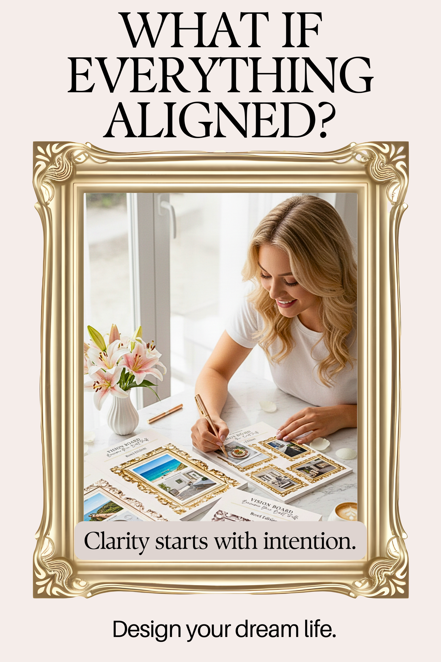 Vision Board Bundle – Pink, Gold & Champagne | New Era - Aesthetic Templates + Free Minimalist Sheet