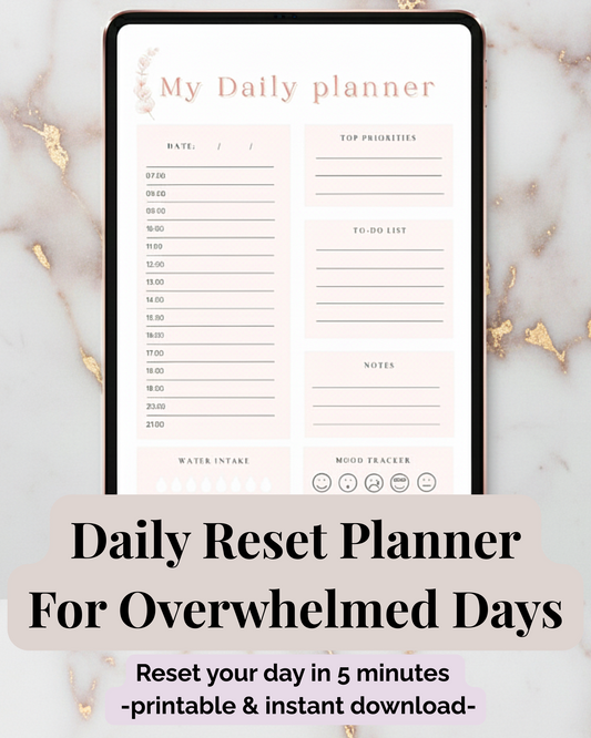 Daily Planner Printable Nude | Aesthetic Reset To-Do List | Minimalist Day Schedule | Productivity Template | US Letter A4