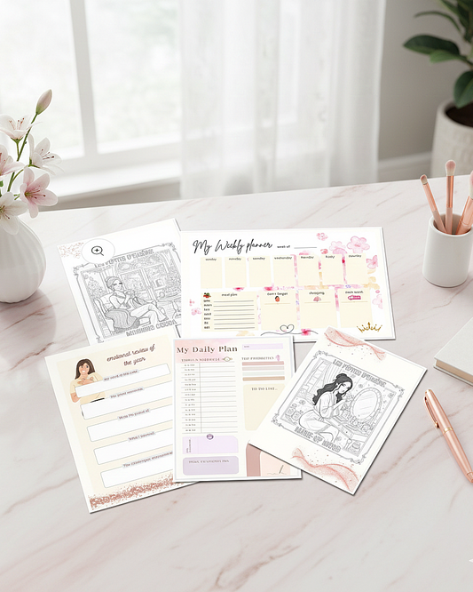 Aesthetic Productivity & Self-Care Planner Bundle | Daily & Weekly Planner + Gratitude | Reset Printable