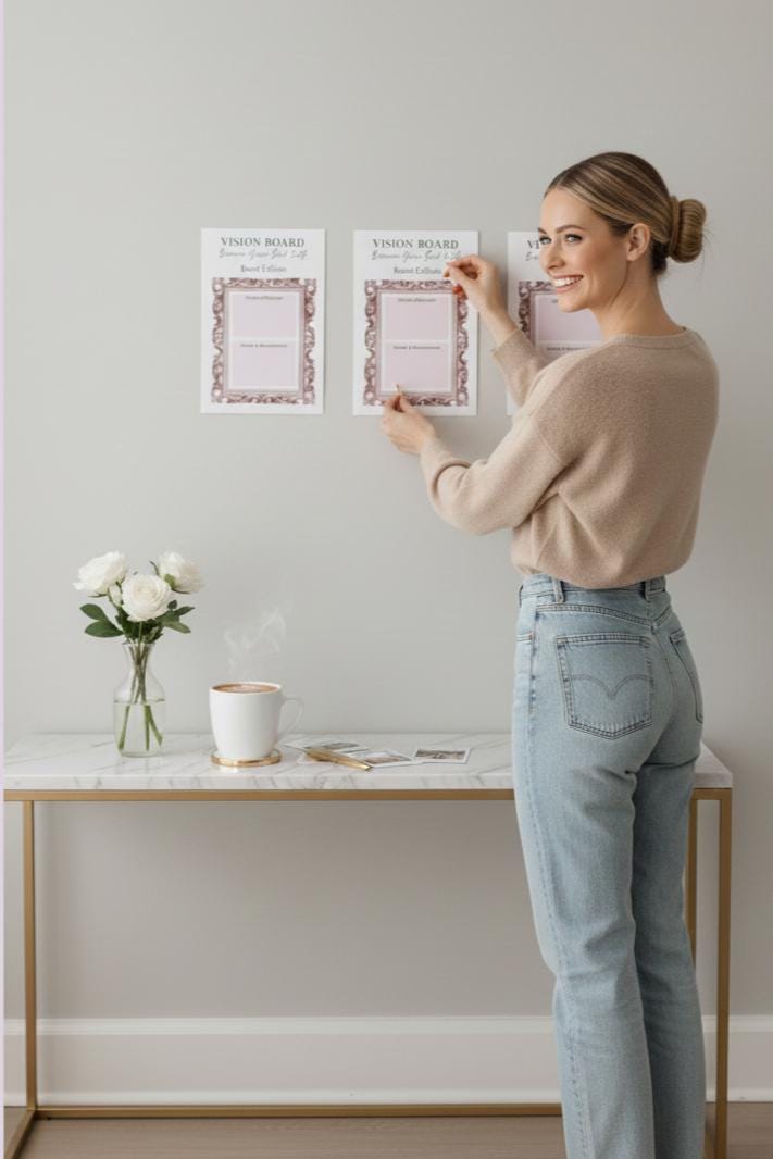 Vision Board Template (3 Pages) – Luxury Edition LIGHT PINK Aesthetic | Printable Vision Board | Manifestation Template | New Year Reset