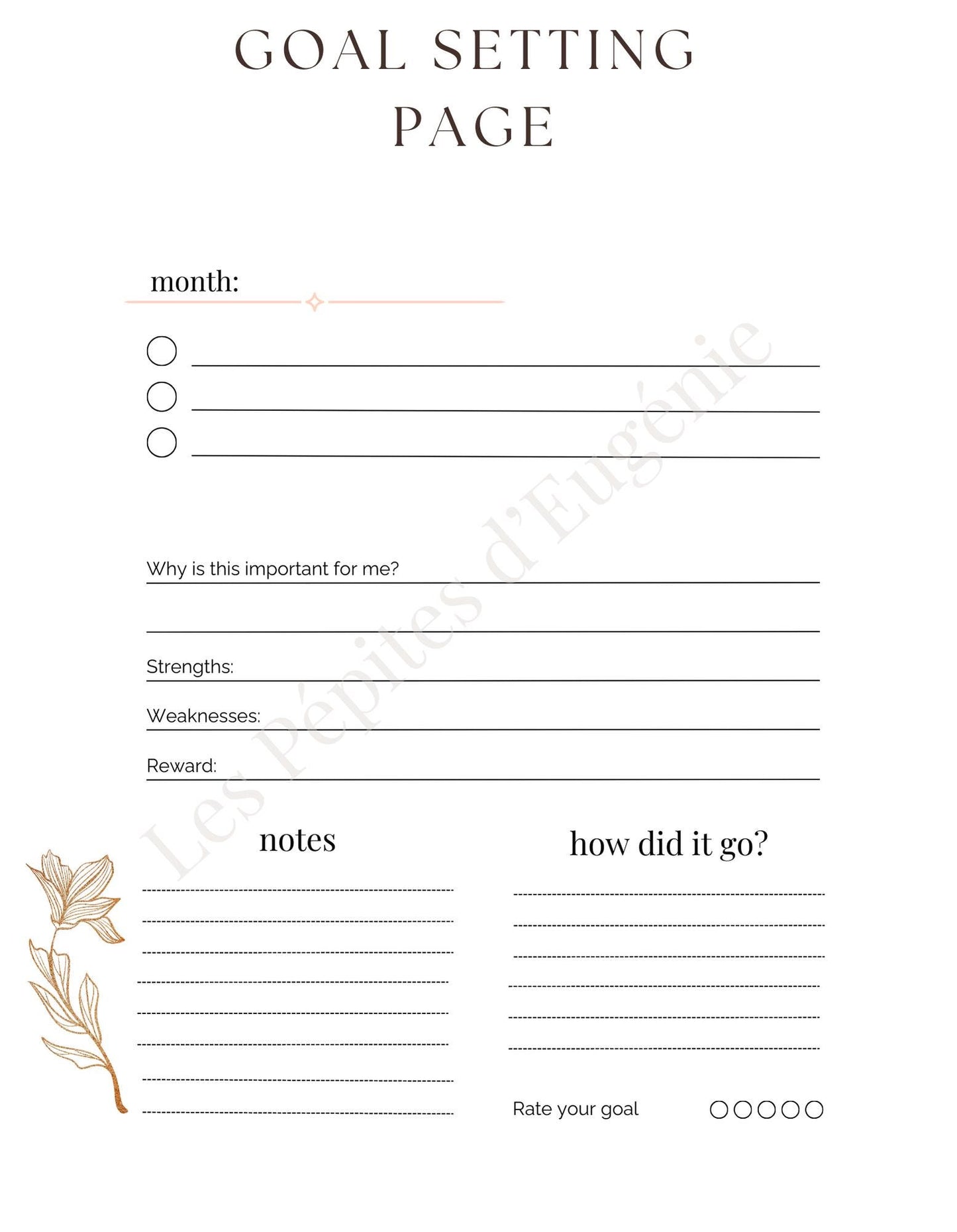 Goal Setting Bundle Printable | Aesthetic Monthly Goal Planner | 5 Neutral Pink Beige Sage Blush White Pages | Digital Goal Tracker