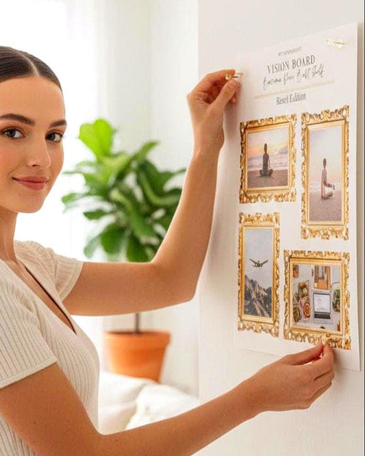 Vision Board Template (1 Page) – Luxury Edition GOLD Aesthetic | Minimalist Printable Vision Board | Manifestation Template | New Year Reset