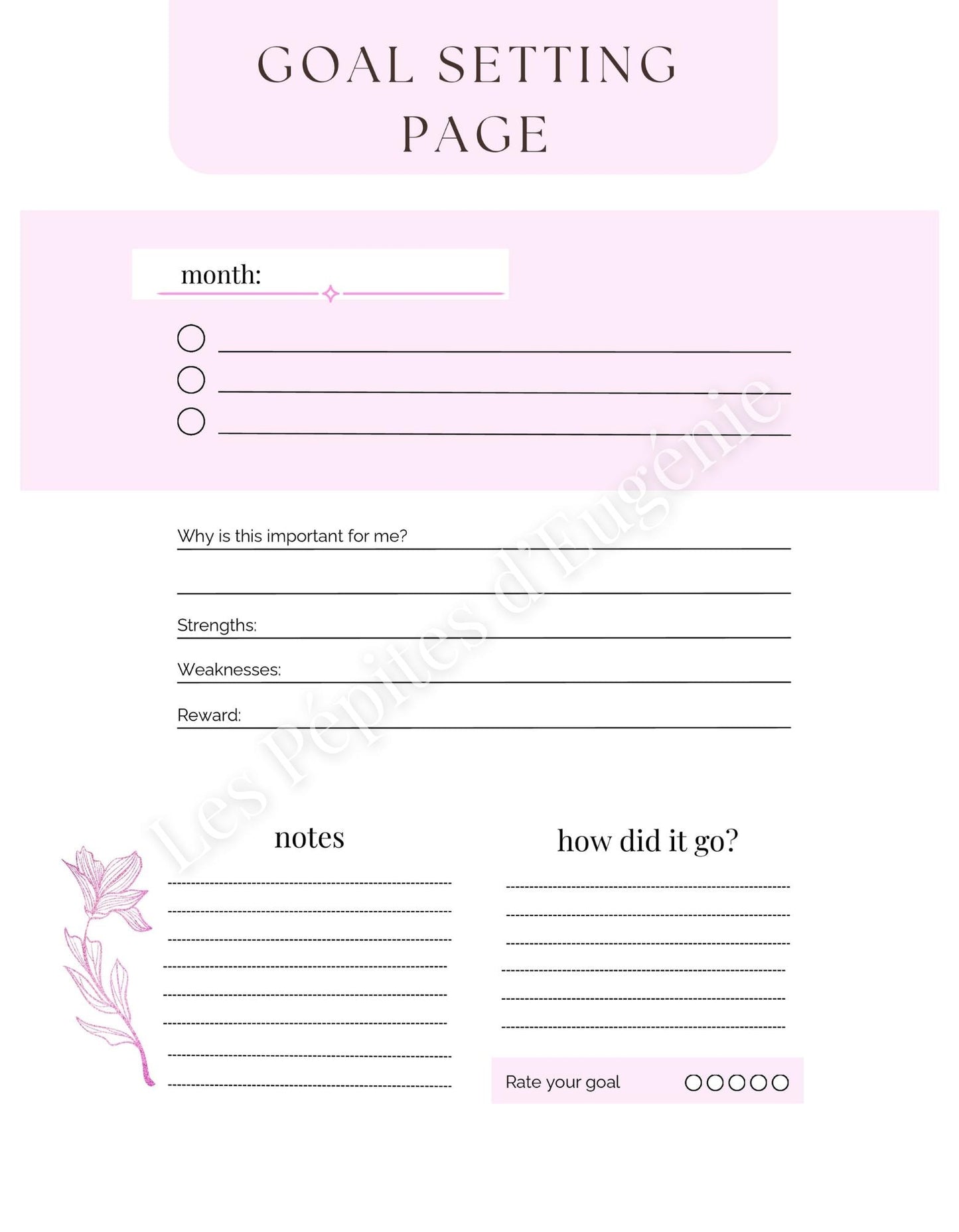 Goal Setting Bundle Printable | Aesthetic Monthly Goal Planner | 5 Neutral Pink Beige Sage Blush White Pages | Digital Goal Tracker