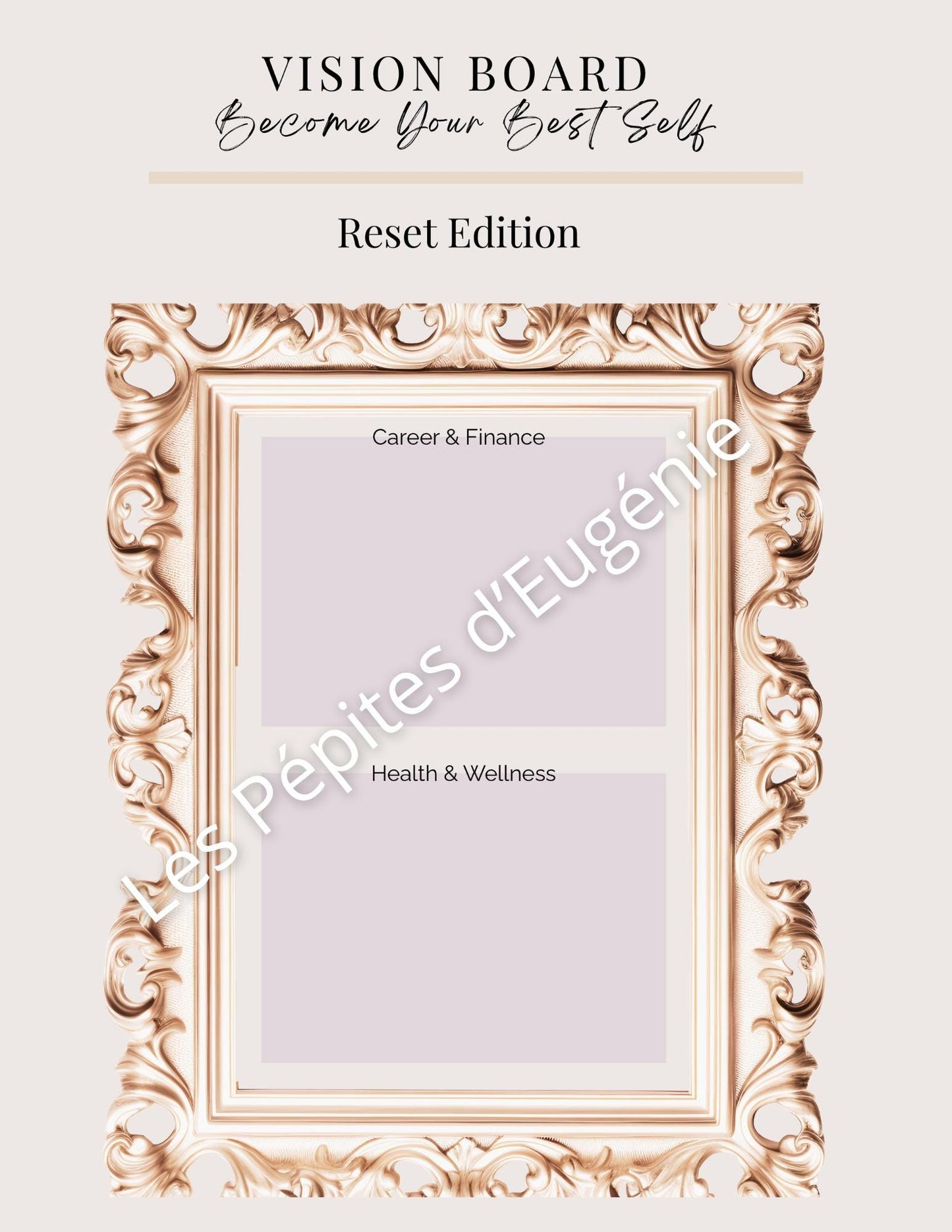 Vision Board Template (3 Pages) – Luxury Edition CHAMPAGNE Aesthetic | Printable Vision Board | Manifestation Template | New Year Reset