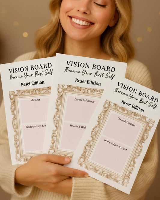 Vision Board Template (3 Pages) – Luxury Edition CHAMPAGNE Aesthetic | Printable Vision Board | Manifestation Template | New Year Reset
