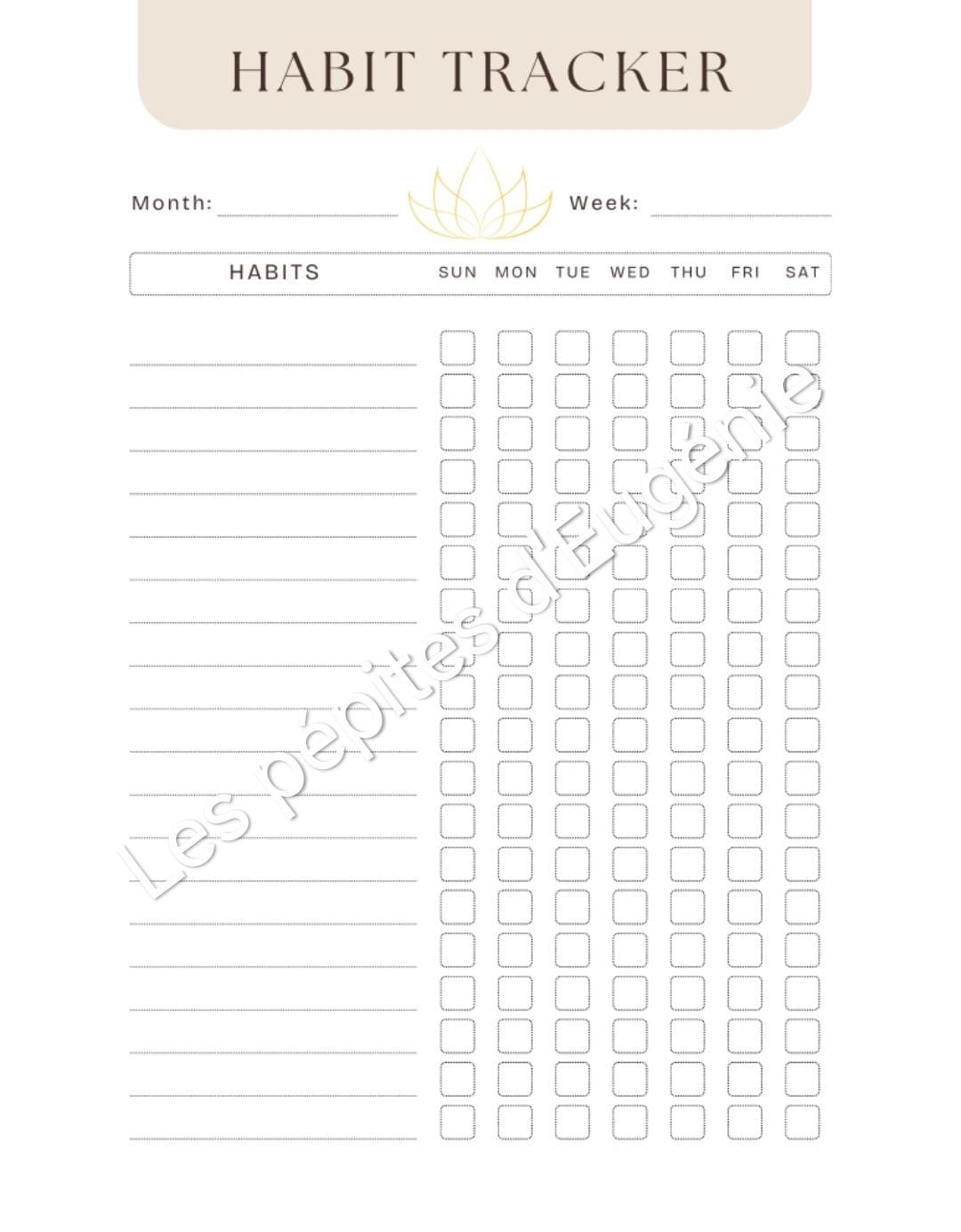 Minimalist Habit Tracker Printable | Aesthetic Beige Tracker | Productivity Planner Insert | Digital Download To Print (A4+US LETTER)
