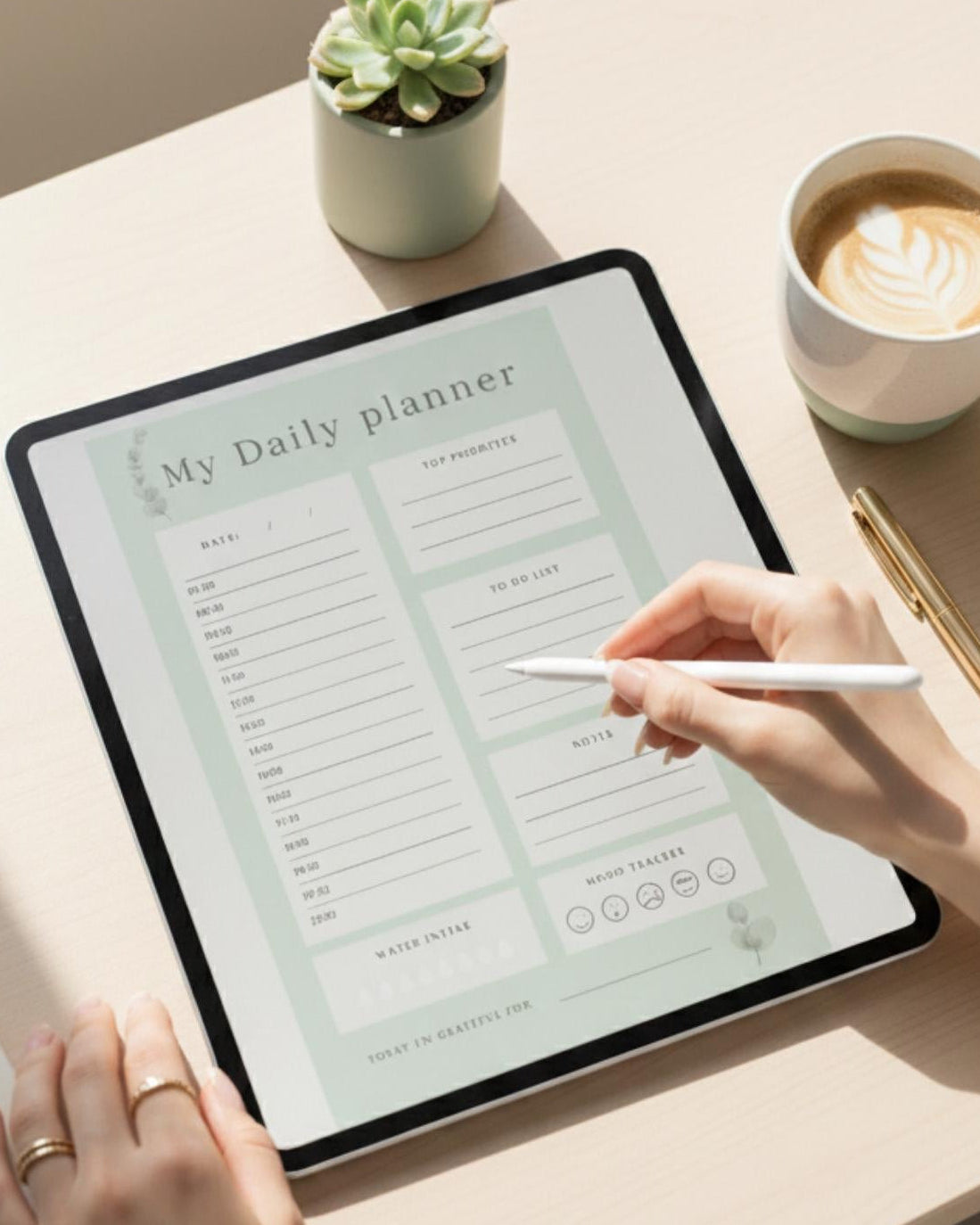 Daily Planner Printable – Sage green Edition | Clean Girl Aesthetic Daily Schedule & To-Do List