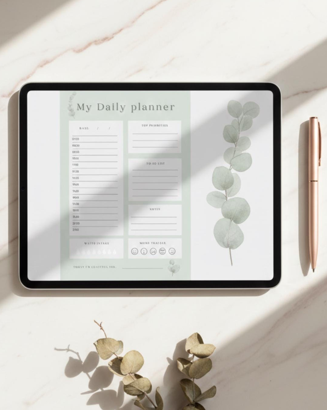 Daily Planner Printable – Sage green Edition | Clean Girl Aesthetic Daily Schedule & To-Do List