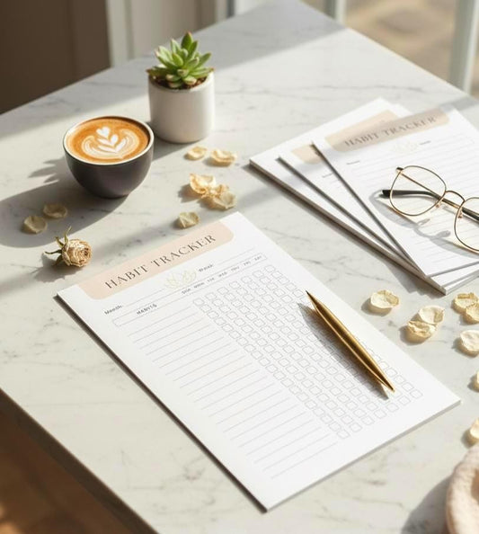 Minimalist Habit Tracker Printable | Aesthetic Beige Tracker | Productivity Planner Insert | Digital Download To Print (A4+US LETTER)