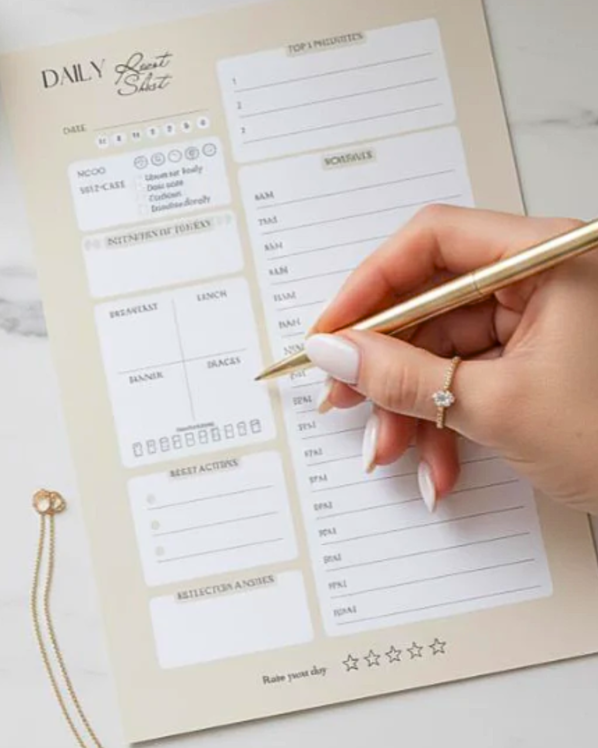 Daily Reset Sheet – Printable Daily Planner for Overwhelmed Days | Calm & Clear Your Mind in 5 Minutes