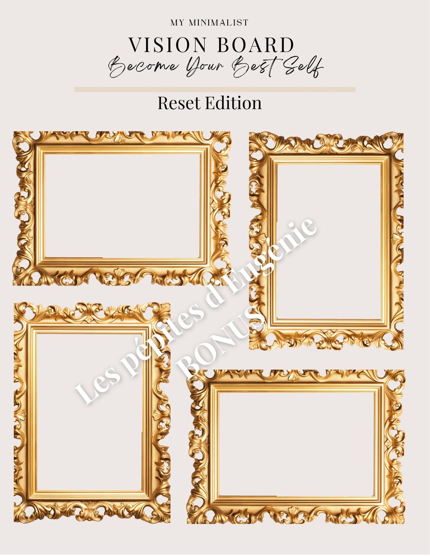 Vision Board Bundle – Pink, Gold & Champagne | New Era - Aesthetic Templates + Free Minimalist Sheet