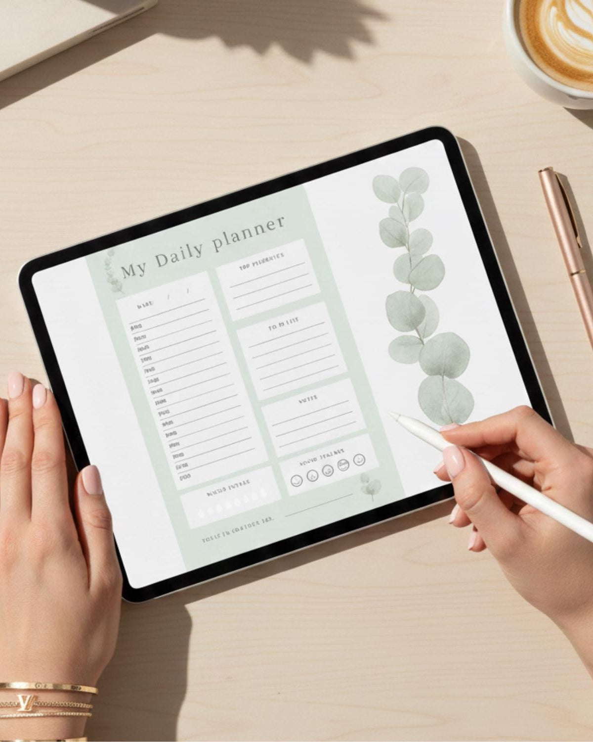 Daily Planner Printable – Sage green Edition | Clean Girl Aesthetic Daily Schedule & To-Do List