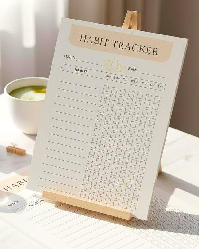 Minimalist Habit Tracker Printable | Aesthetic Beige Tracker | Productivity Planner Insert | Digital Download To Print (A4+US LETTER)