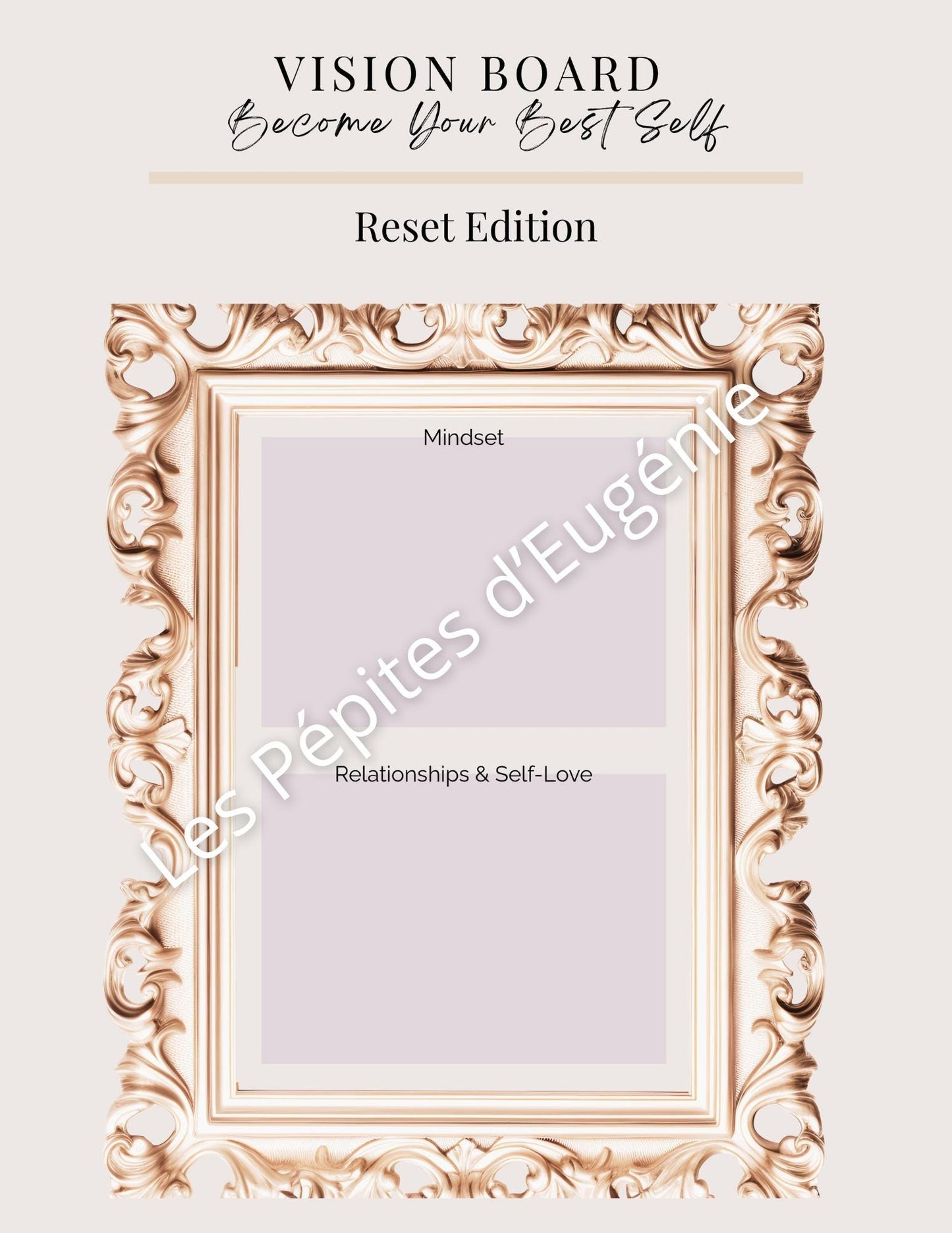 Vision Board Template (3 Pages) – Luxury Edition CHAMPAGNE Aesthetic | Printable Vision Board | Manifestation Template | New Year Reset