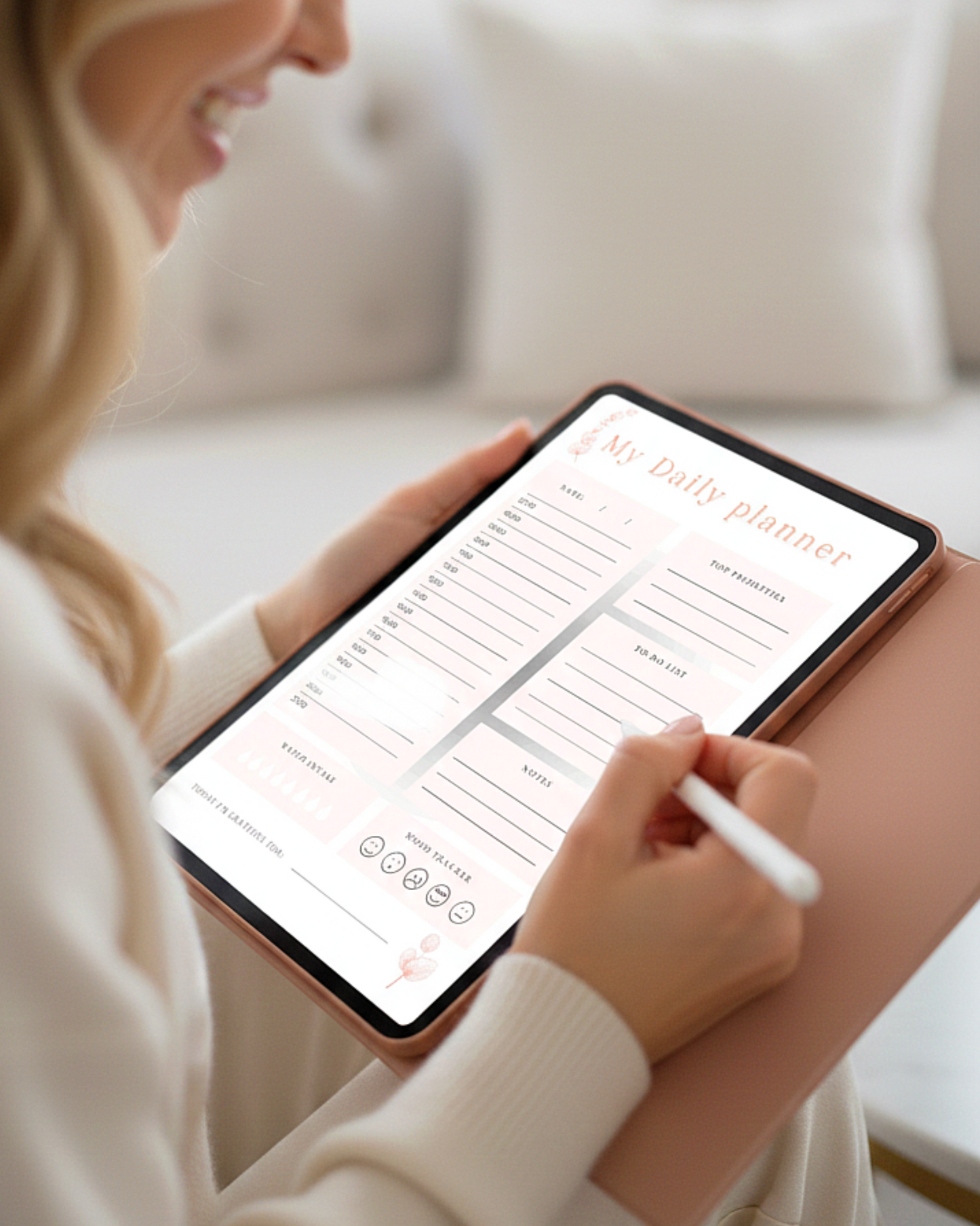 Daily Planner Printable WHITE | Aesthetic Clean Girl To-Do List | Minimalist Day Schedule | Productivity Template | US Letter  A4