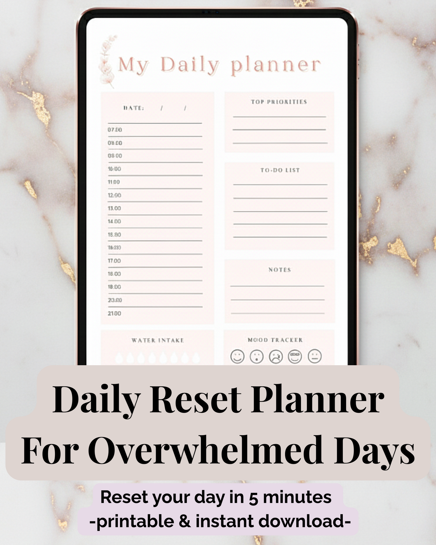 Daily Planner Printable Nude | Aesthetic Reset To-Do List | Minimalist Day Schedule | Productivity Template | US Letter  A4