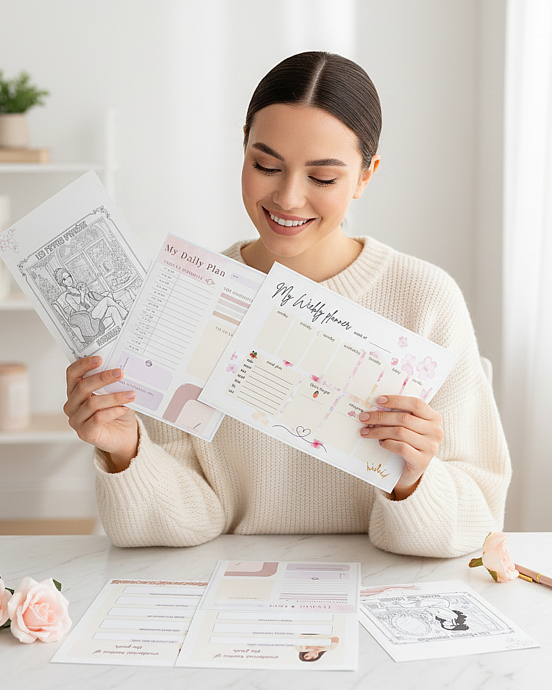 Aesthetic Productivity & Self-Care Planner Bundle | Daily & Weekly Planner + Gratitude | Reset Printable