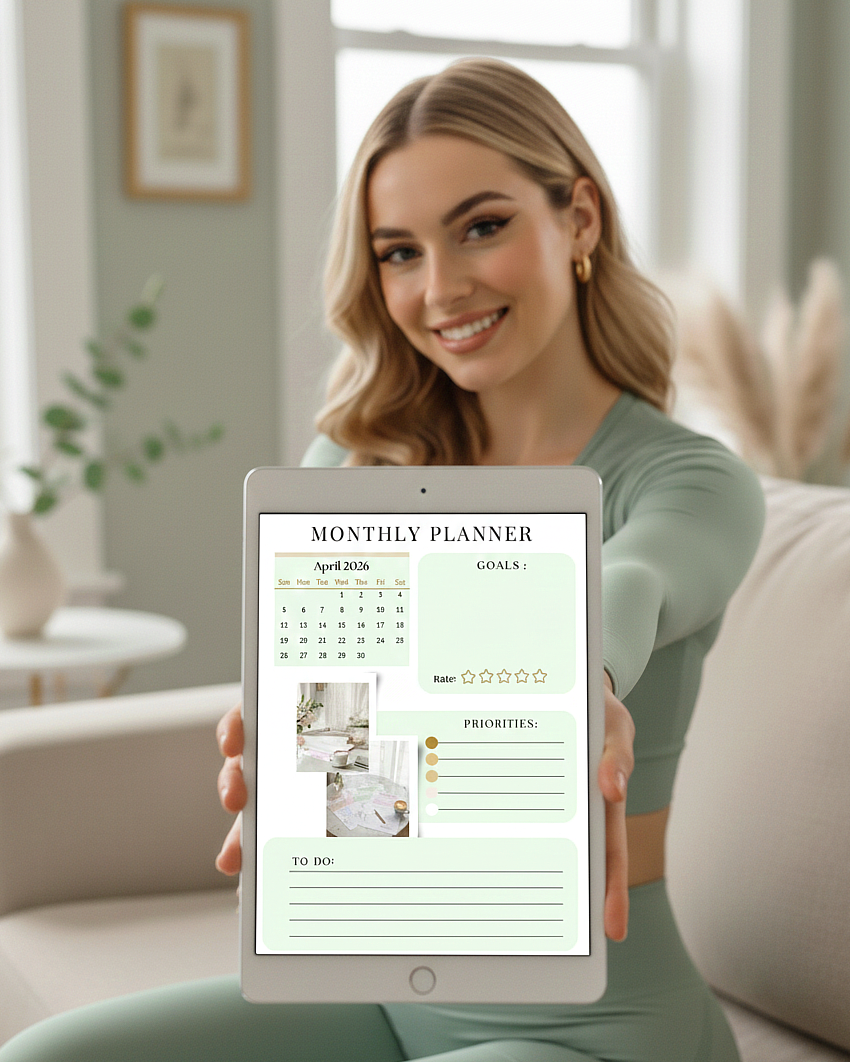 Monthly Planner MEGA Bundle 2026 – Beige, Pink & Sage | Clean Girl Aesthetic Printable (39 Pages)