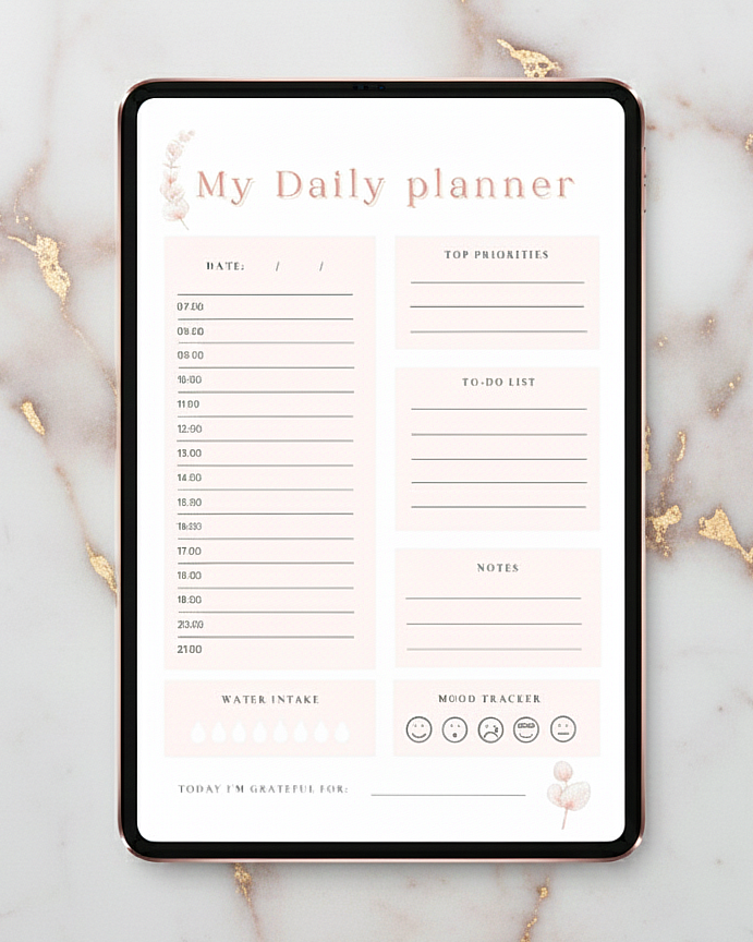 Daily Planner Printable Nude | Aesthetic Reset To-Do List | Minimalist Day Schedule | Productivity Template | US Letter  A4