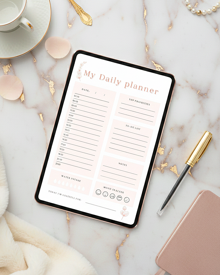 Daily Planner Printable Nude | Aesthetic Reset To-Do List | Minimalist Day Schedule | Productivity Template | US Letter  A4
