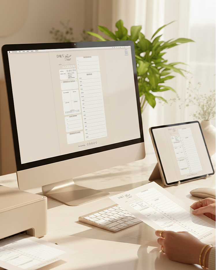 Daily Reset Sheet – Printable Daily Planner for Overwhelmed Days | Calm & Clear Your Mind in 5 Minutes