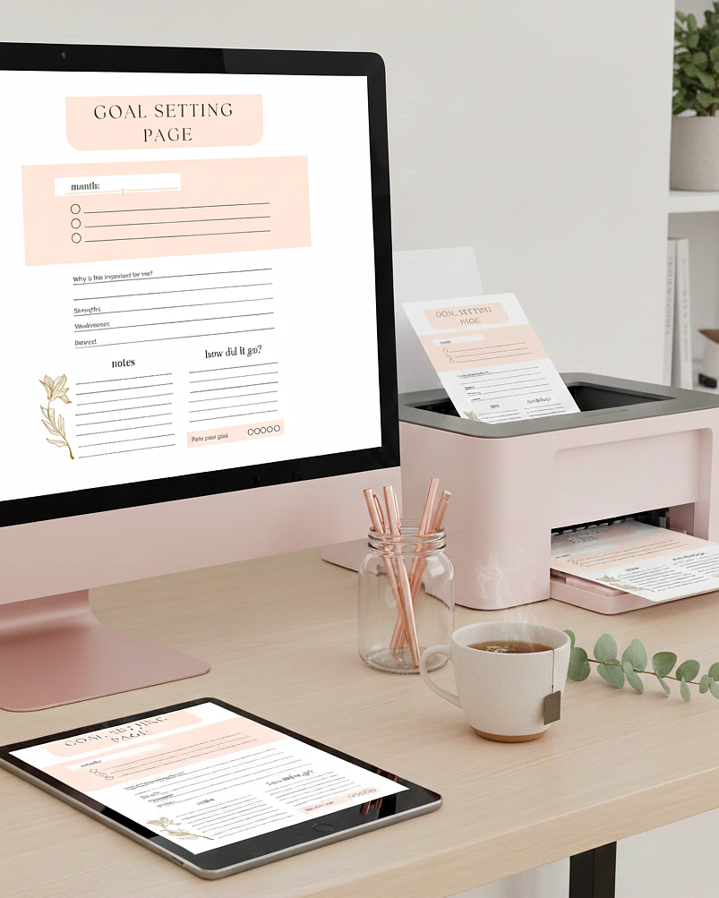 Goal Setting Page BLUSH | Monthly Goals Printable