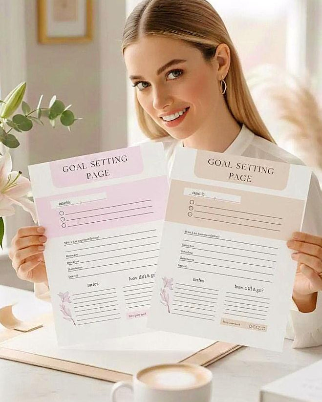 Goal Setting Bundle • Minimalist Daily Goal Planner • New Era Printable • Beige + Pink Versions Included • Instant Download