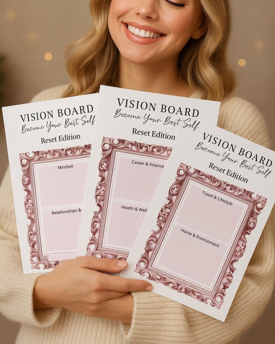 Vision Board Template (3 Pages) – Luxury Edition LIGHT PINK Aesthetic | Printable Vision Board | Manifestation Template | New Year Reset