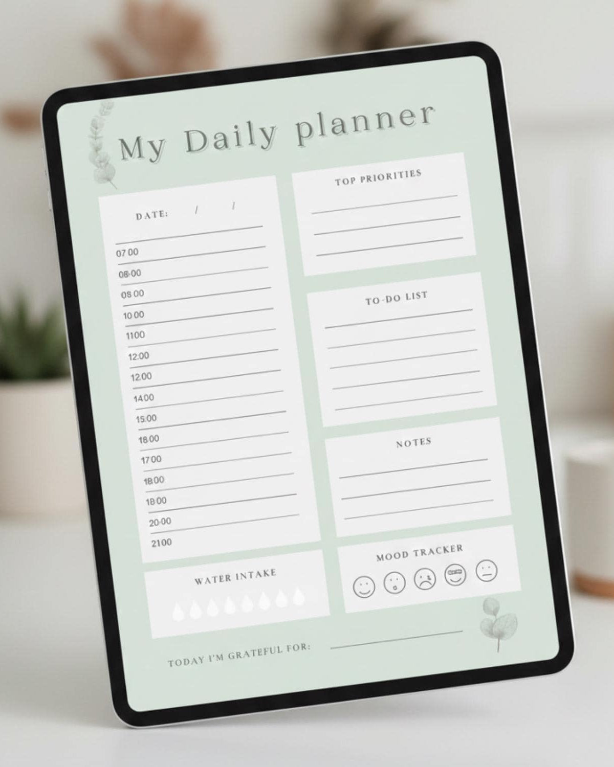 Daily Planner Printable – Sage green Edition | Clean Girl Aesthetic Daily Schedule & To-Do List