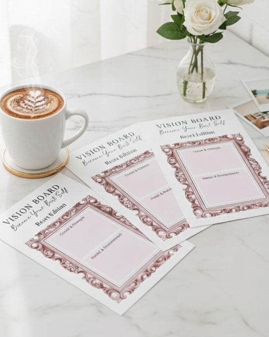 Vision Board Template (3 Pages) – Luxury Edition LIGHT PINK Aesthetic | Printable Vision Board | Manifestation Template | New Year Reset