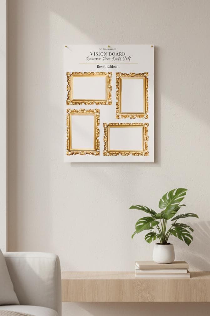 Vision Board Template (1 Page) – Luxury Edition GOLD Aesthetic | Minimalist Printable Vision Board | Manifestation Template | New Year Reset