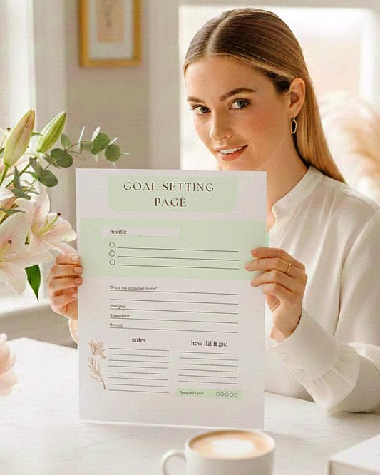 Goal Setting Page SAGE GREEN | Monthly Goals Printable | New Reset Planner | Productivity Worksheet | Minimalist Template | InstantDownload