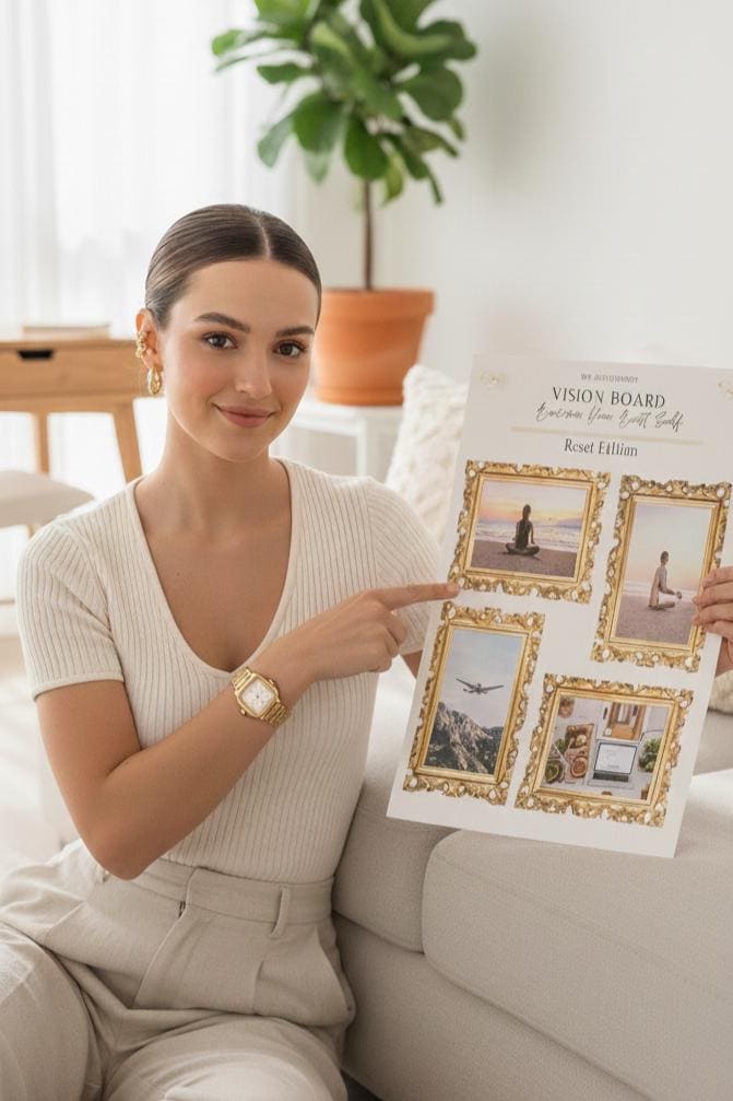 Vision Board Template (1 Page) – Luxury Edition GOLD Aesthetic | Minimalist Printable Vision Board | Manifestation Template | New Year Reset