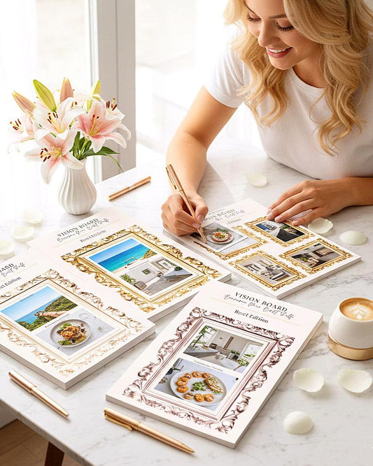 Vision Board Bundle – Pink, Gold & Champagne | New Era - Aesthetic Templates + Free Minimalist Sheet